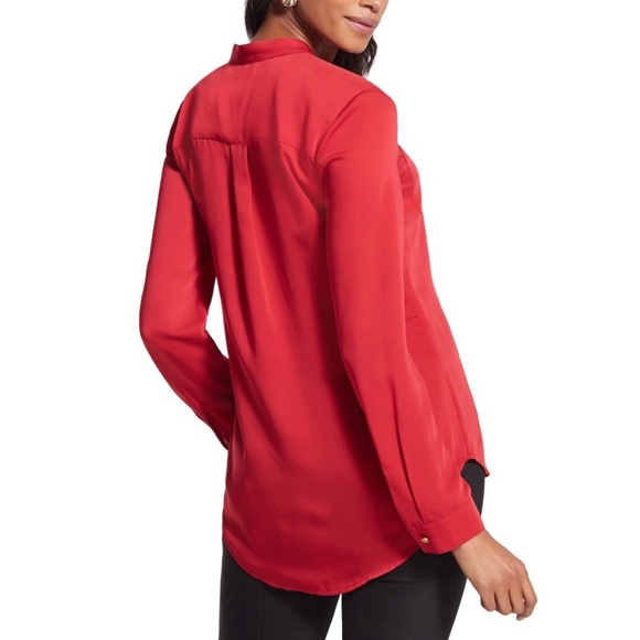 Chico’s | NWT Red Textured Gold Button Down Charmeuse Chic Blouse - Picture 1 of 16